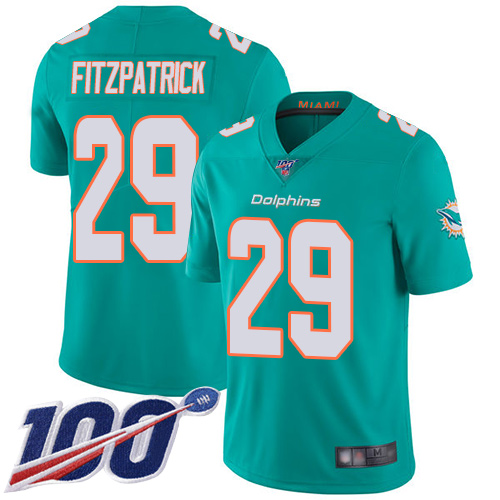 Nike Miami Dolphins #29 Minkah Fitzpatrick Aqua Green Team Color Men Stitched NFL 100th Season Vapor Limited Jersey